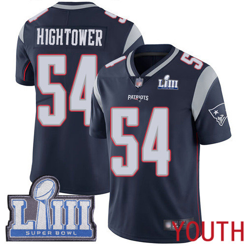 New England Patriots Football #54 Super Limited Navy Blue Youth Dont a Hightower Home NFL Jersey